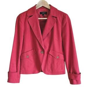 Talbots Women's Linen Cotton Blend Blazer Flattering Coral Size 6